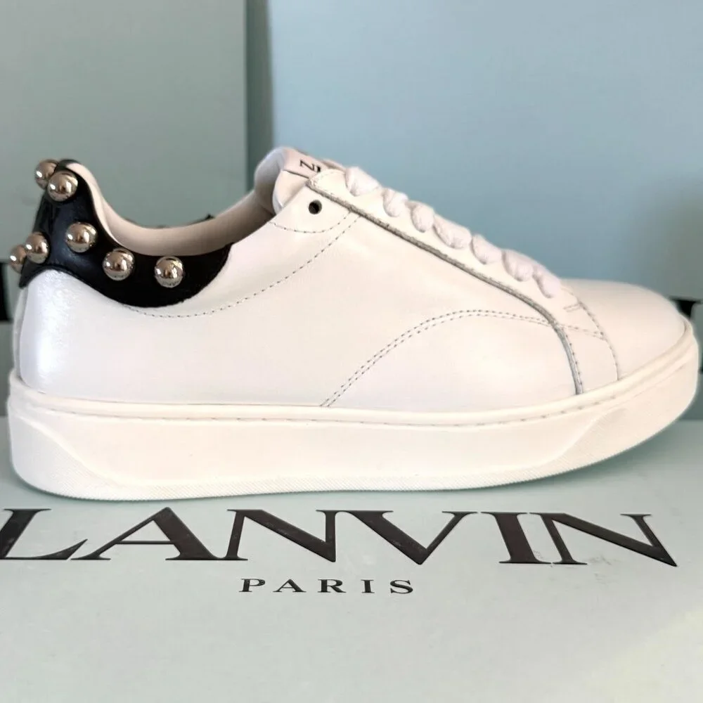 Lanvin Women's DDB0 White Leather Sneakers with Studs Size 36‎